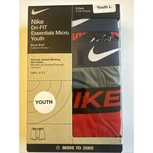 Nike Boys Youth L Dri-FIT Essentials Micro Boxer Briefs 3 Pack NWT